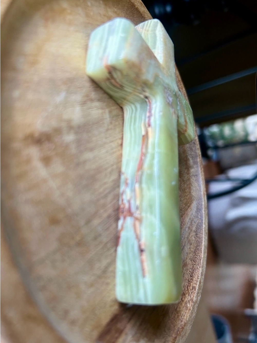 Hand Carved Green Onyx Cross - Picture 3 of 10